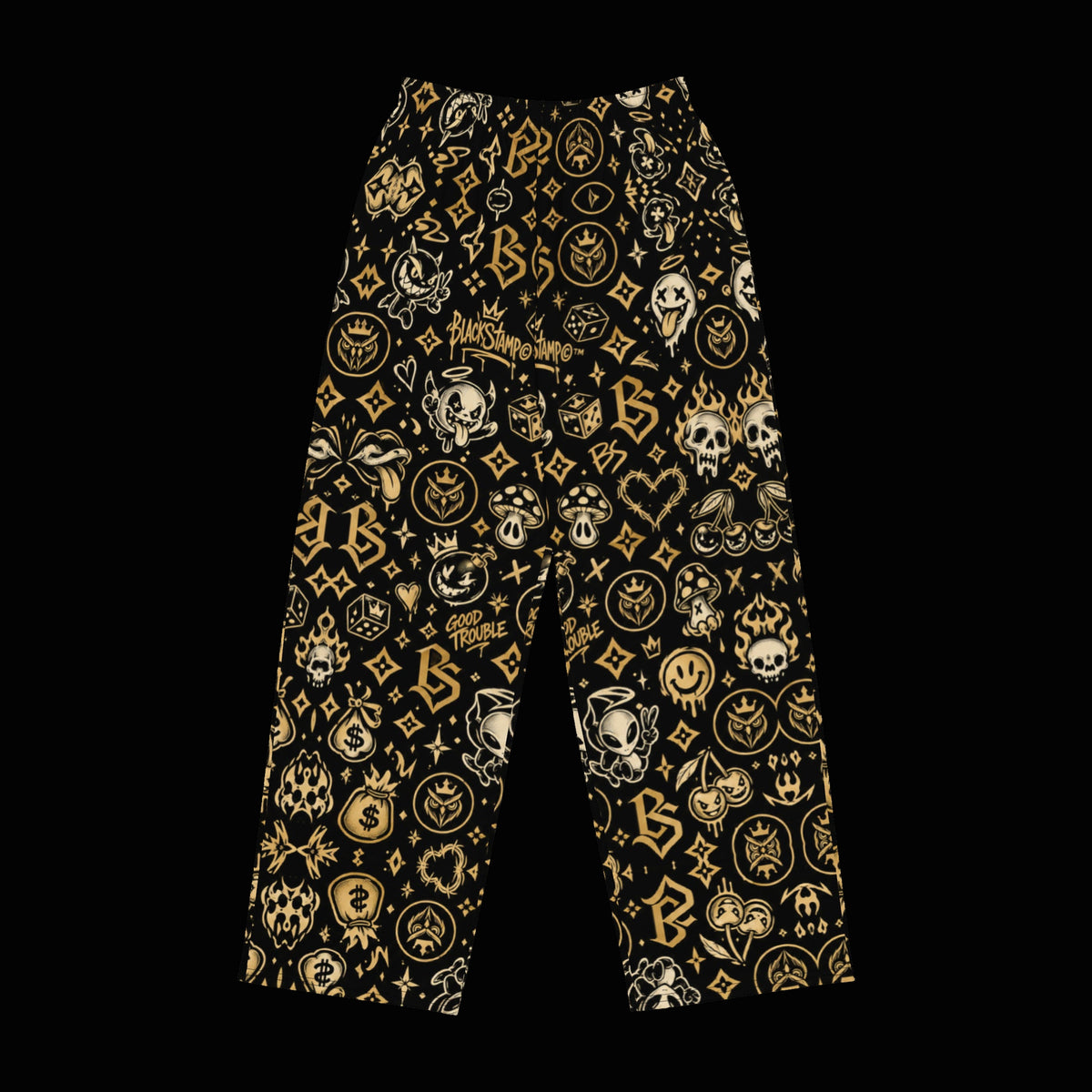 BlackStamp©™ Wide-Leg Pants 2 — original product on a deep-black studio background.
