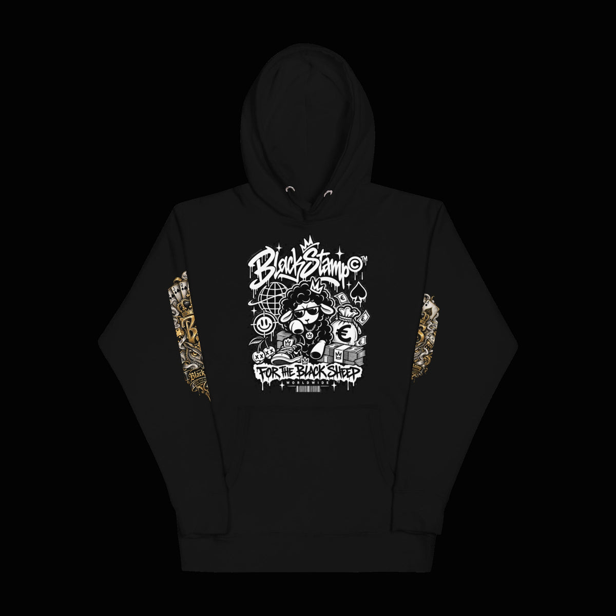 BlackStamp©™ Hoodie 15 — original product on a deep-black studio background.