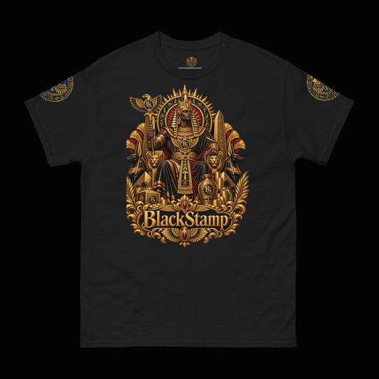 BlackStamp©™ T-Shirt 6 — original product on a deep-black studio background.