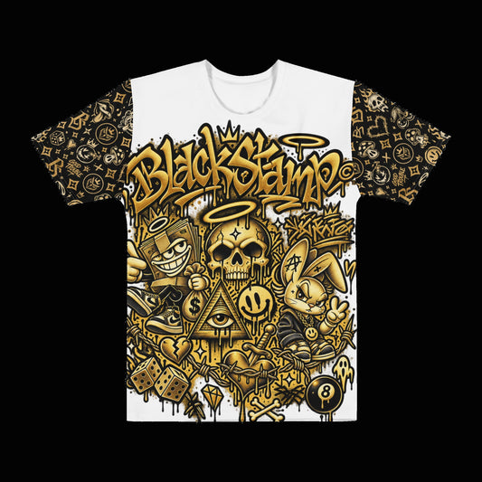 BlackStamp©™ T-Shirt 7 — original product on a deep-black studio background.