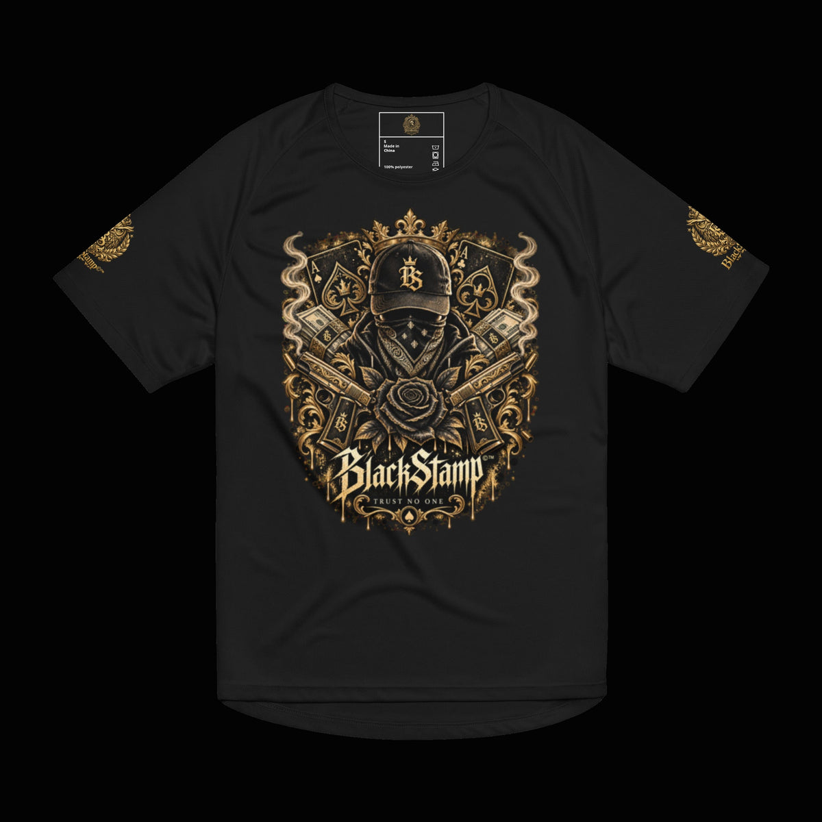 BlackStamp©™ Jersey 6 — original product on a deep-black studio background.