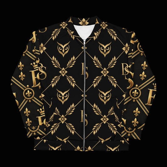 BlackStamp©™ Bomber Jacket 1 — original product on a deep-black studio background.