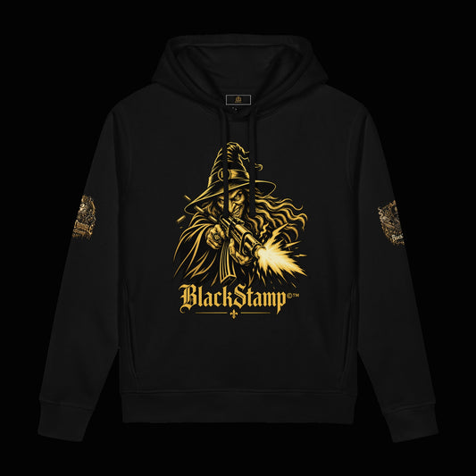 BlackStamp©™ Hoodie 18 — original product on a deep-black studio background.
