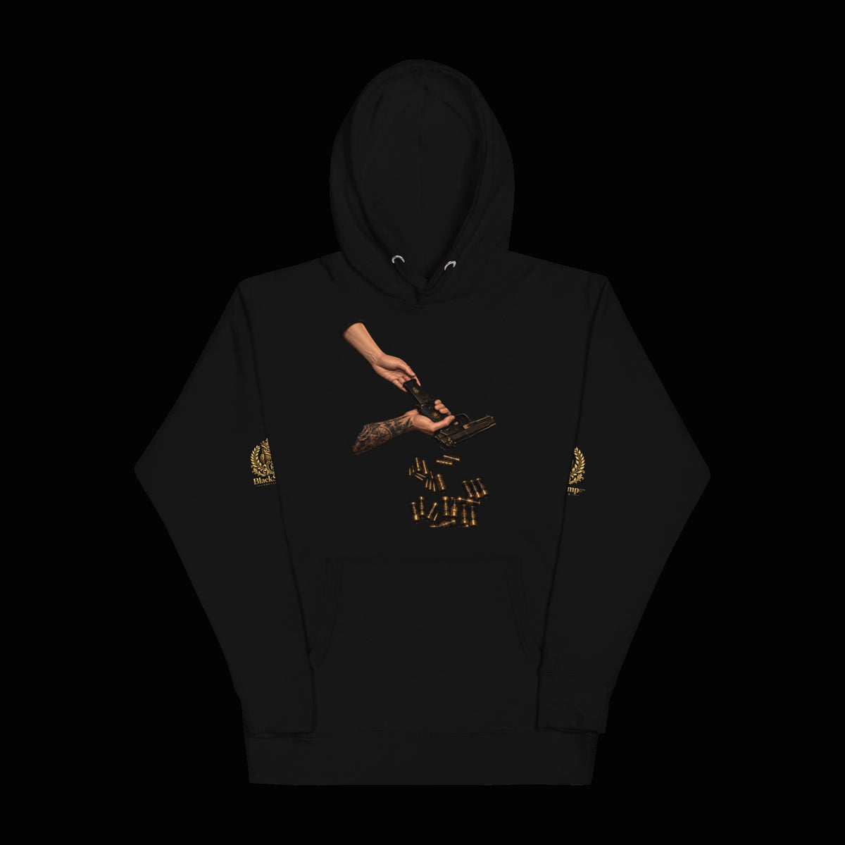 BlackStamp©™ Hoodie 20 — original product on a deep-black studio background.