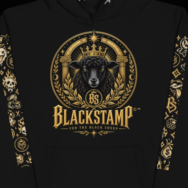 BlackStamp©™ Hoodie 24 — artwork detail cropped from the original product photograph.