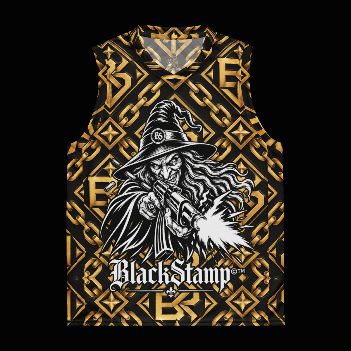 BlackStamp©™ Jersey 9 — original product on a deep-black studio background.