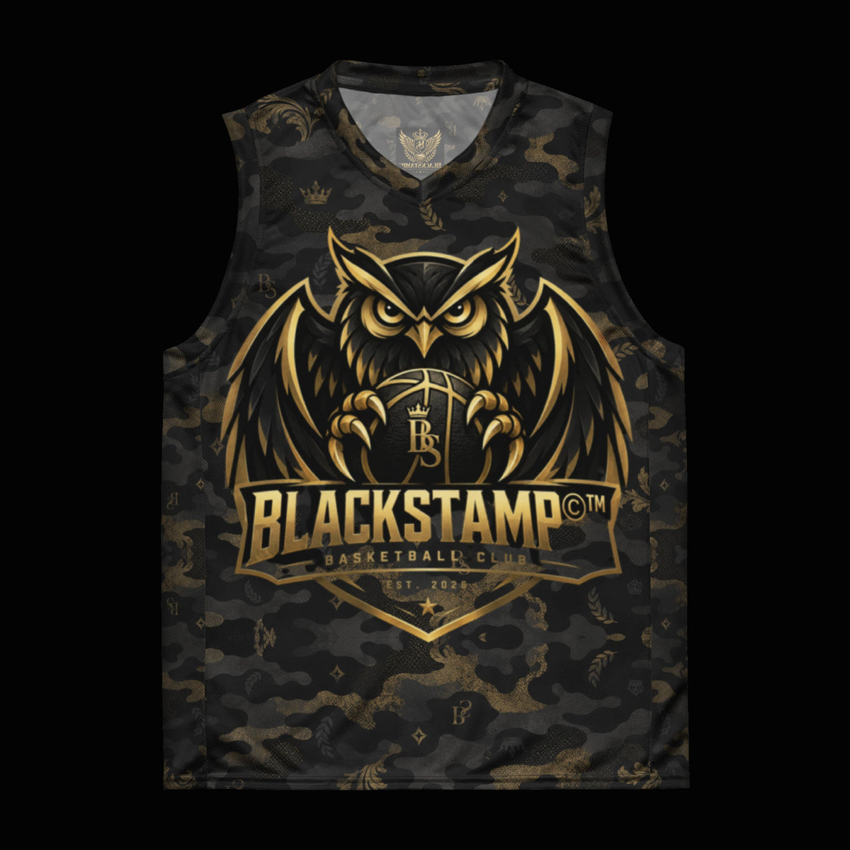 BlackStamp©™ Jersey 12 — original product on a deep-black studio background.