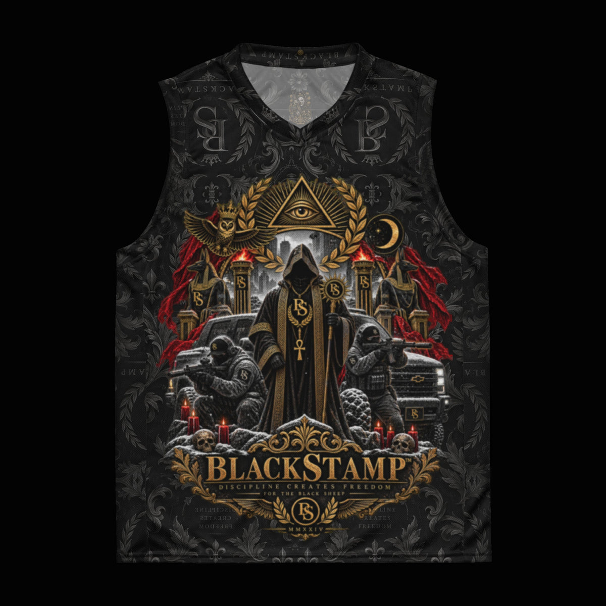 BlackStamp©™ Jersey 16 — original product on a deep-black studio background.
