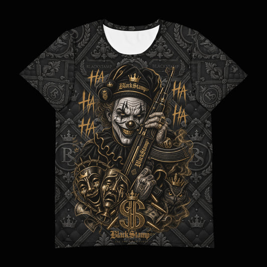 BlackStamp©™ T-Shirt 14 — original product on a deep-black studio background.