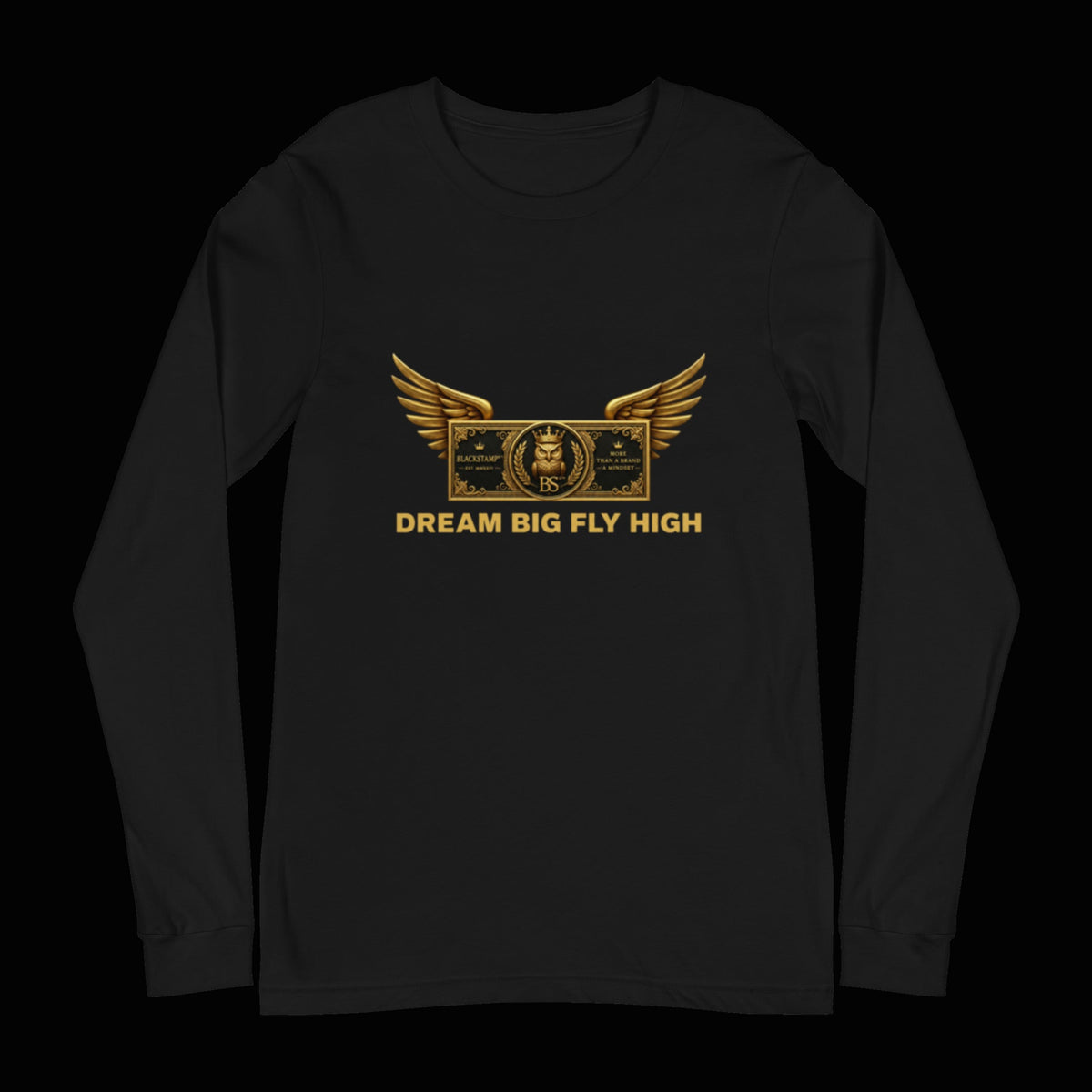 BlackStamp©™ Long Sleeve 7 — original product on a deep-black studio background.