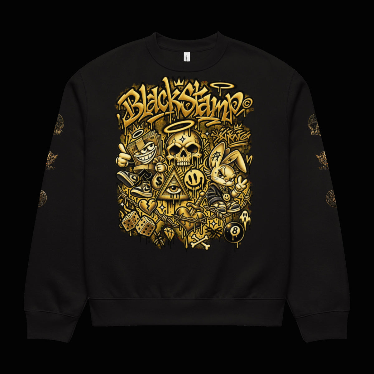 BlackStamp©™ Sweatshirt 3 — original product on a deep-black studio background.