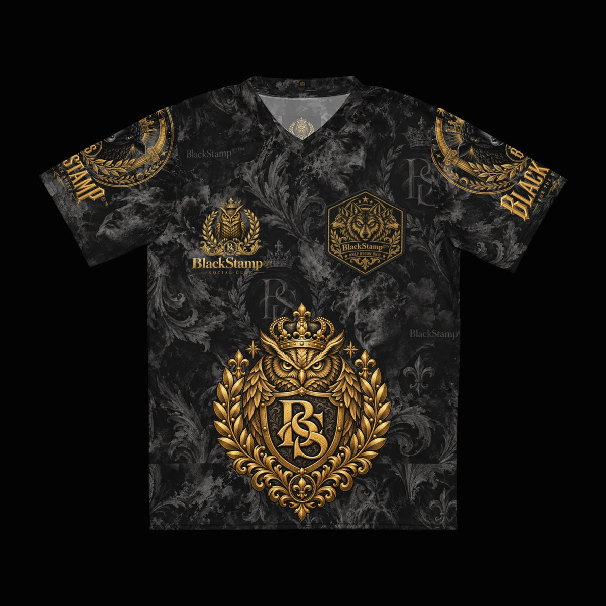 BlackStamp©™ Jersey 19 — original product on a deep-black studio background.