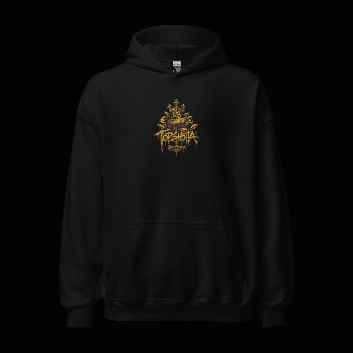 BlackStamp©™ Hoodie 28 — original product on a deep-black studio background.