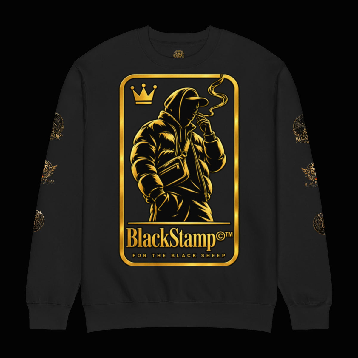 BlackStamp©™ Sweatshirt 7 — original product on a deep-black studio background.