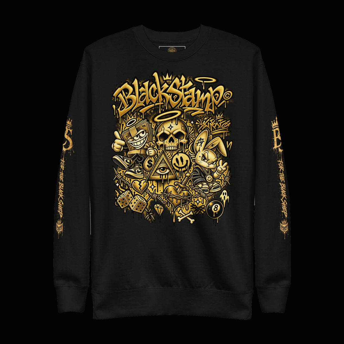 BlackStamp©™ Sweatshirt 8 — original product on a deep-black studio background.