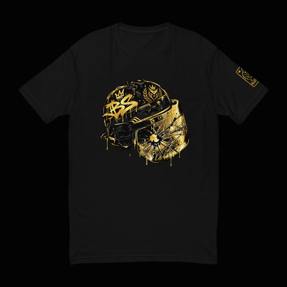 BlackStamp©™ T-Shirt 16 — original product on a deep-black studio background.