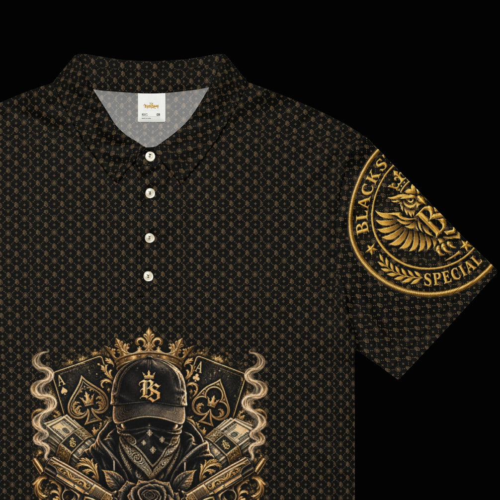 BlackStamp©™ Polo Shirt 5 — visible construction detail cropped from the original product photograph.