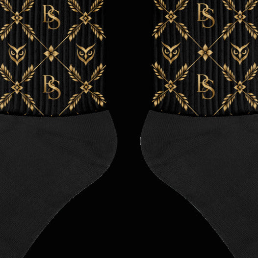 BlackStamp©™ Socks 001 — artwork detail cropped from the original product photograph.
