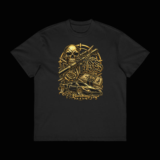 BlackStamp©™ T-Shirt 17 — Box Tee — original product on a deep-black studio background.