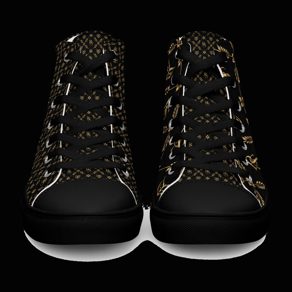 BlackStamp©™ High-Top Canvas Shoes 001 — original product on a deep-black studio background.