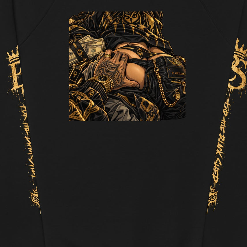 BlackStamp©™ Sweatshirt 10 — Organic Raglan — artwork detail cropped from the original product photograph.