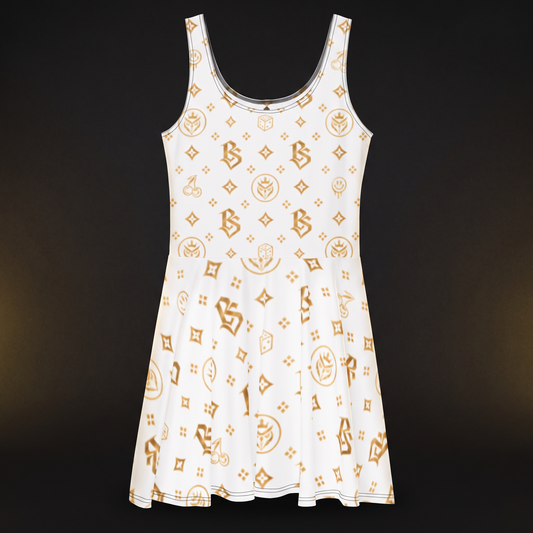 BlackStamp©™ Skater Dress 002 — front on deep-black luxury studio background
