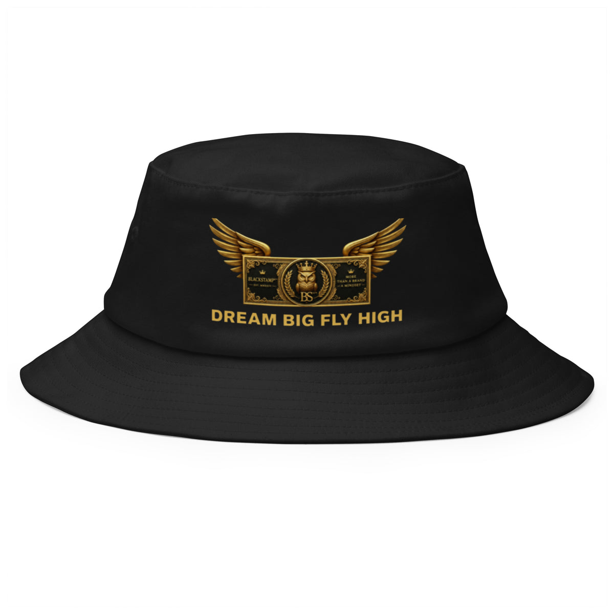 BlackStamp©™ Old School Bucket Hat 003 in Schwarz – Vorderansicht