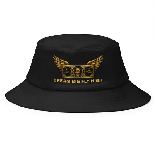 BlackStamp©™ Old School Bucket Hat 003 in Schwarz – Vorderansicht