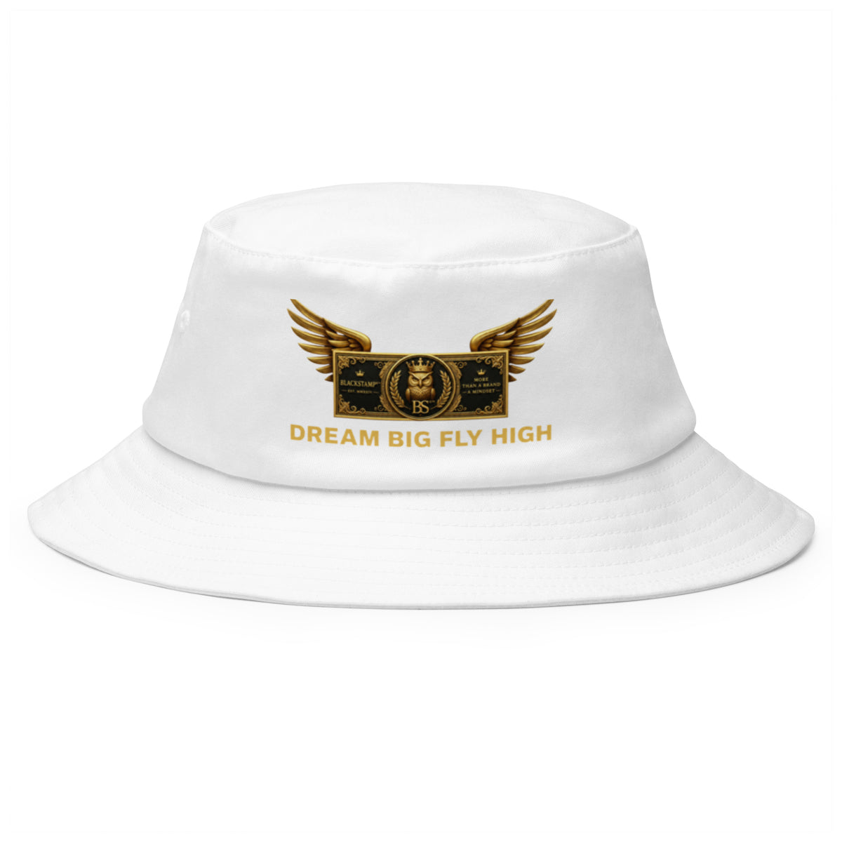 BlackStamp©™ Old School Bucket Hat 003 in Weiß – Vorderansicht