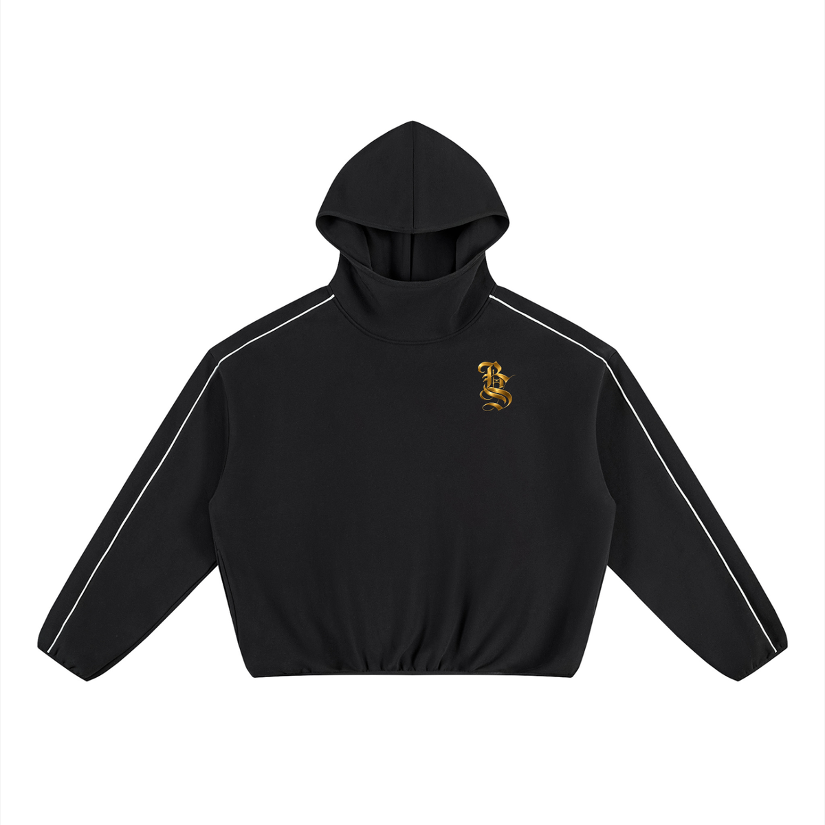 BlackStamp Skullhead AK-47 Piping Fleece Hoodie in black