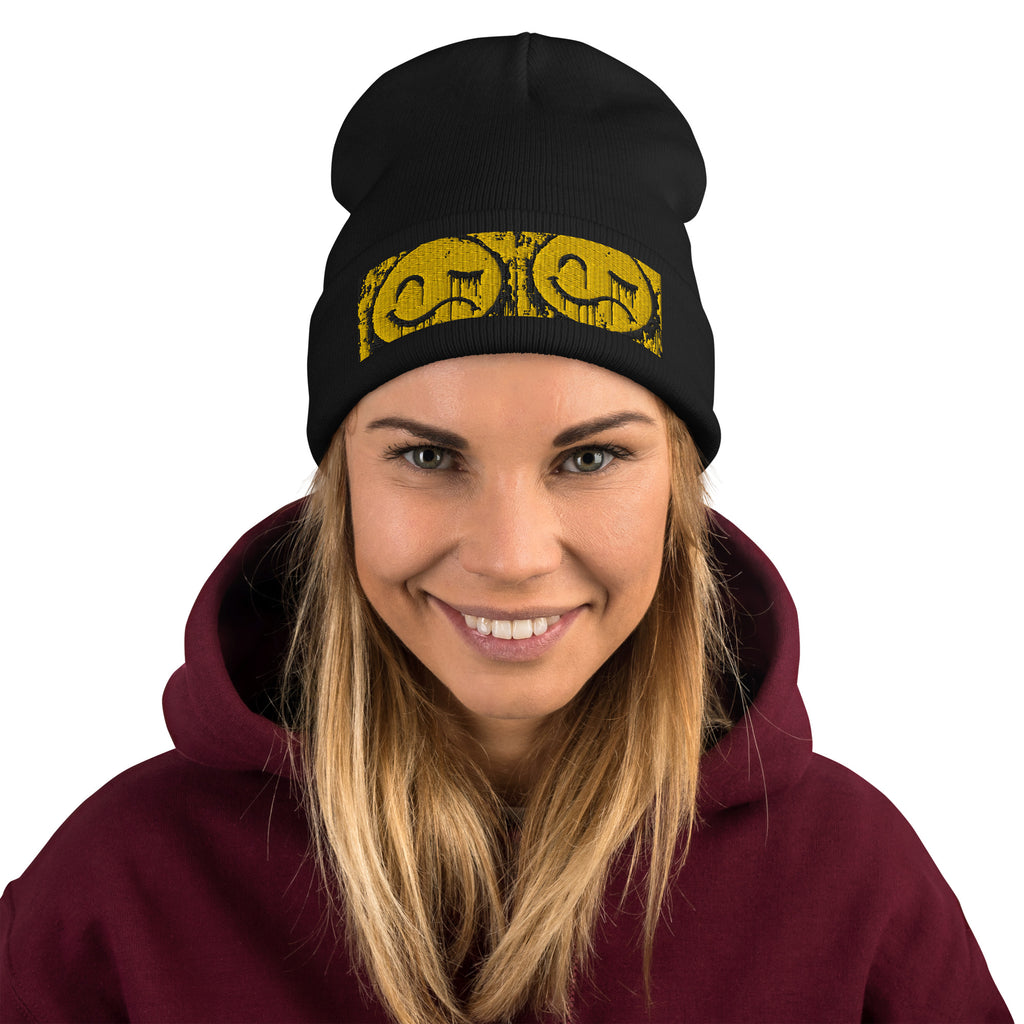 BlackStamp Two Faced Smiley Embroidered Beanie luxury streetwear, product image 2
