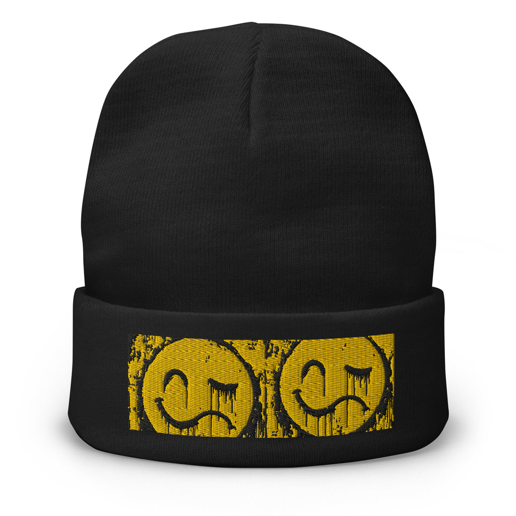 BlackStamp Two Faced Smiley Embroidered Beanie luxury streetwear, product image 1
