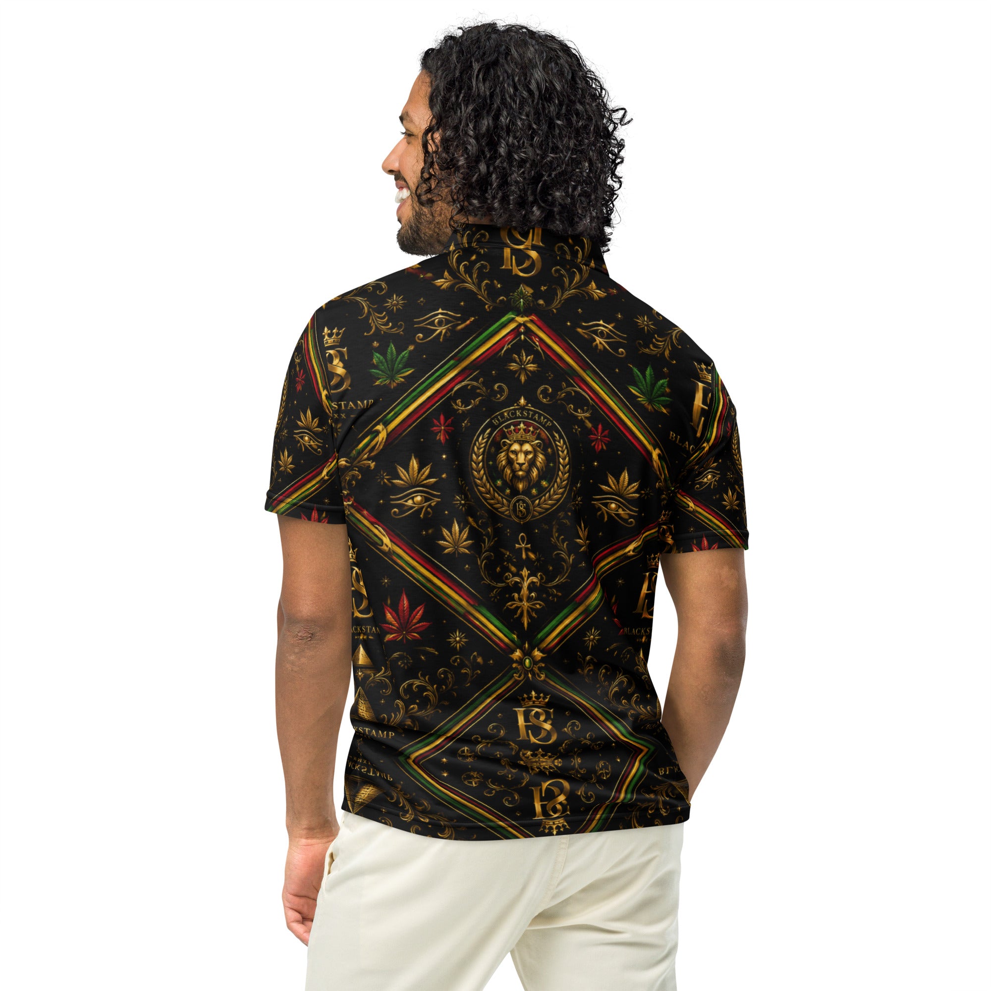 BlackStamp Rastafari Lion Men’s slim fit polo premium polo shirt, product image 5