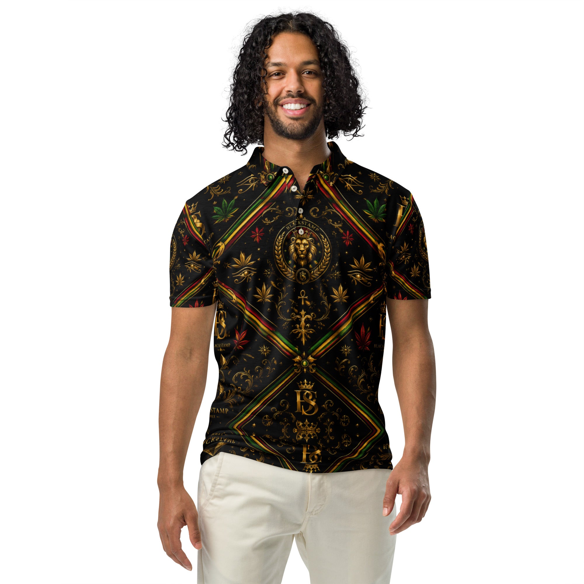 BlackStamp Rastafari Lion Men’s slim fit polo premium polo shirt, product image 4