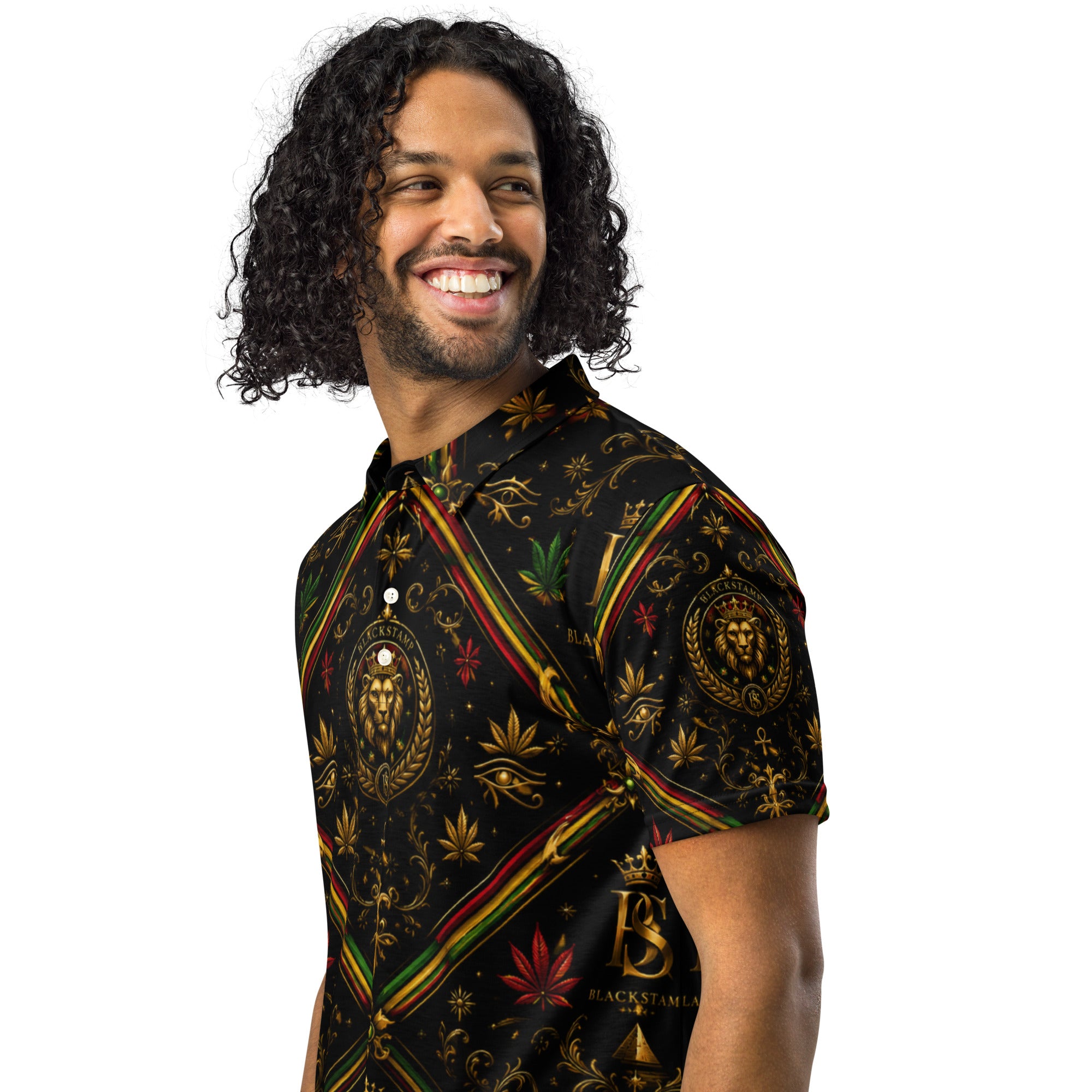 BlackStamp Rastafari Lion Men’s slim fit polo premium polo shirt, product image 6