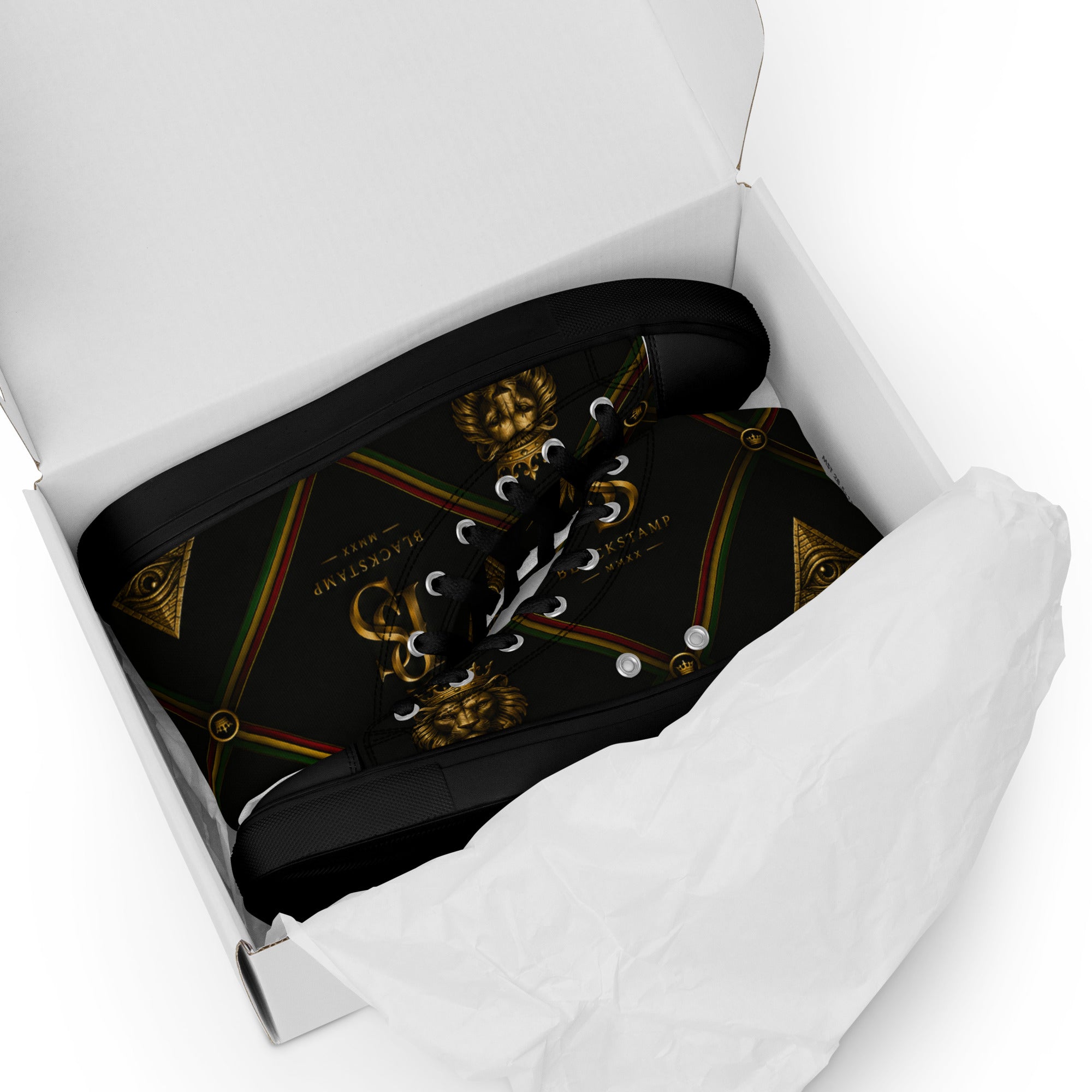 BlackStamp Rasta Lion Men’s high top canvas shoes designer shoes, product image 10