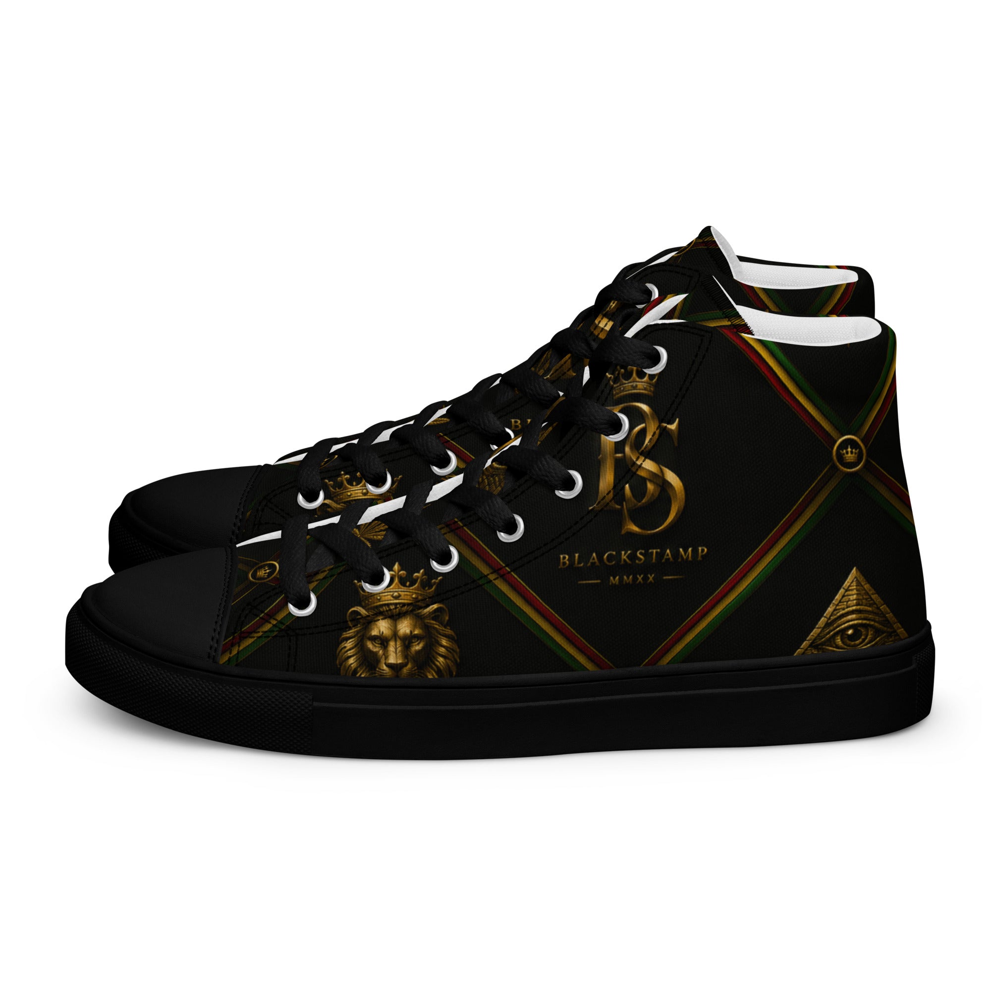 BlackStamp Rasta Lion Men’s high top canvas shoes designer shoes, product image 9