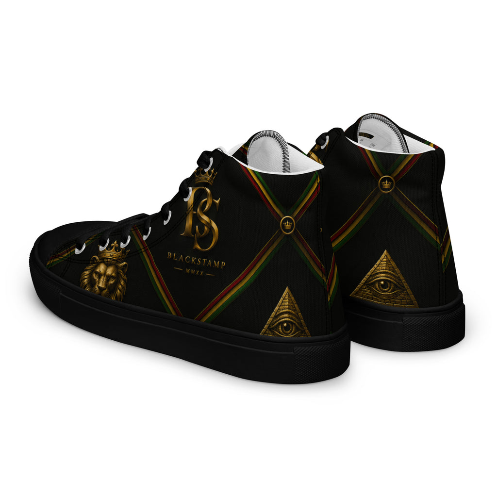 BlackStamp Rasta Lion Men’s high top canvas shoes designer shoes, product image 5