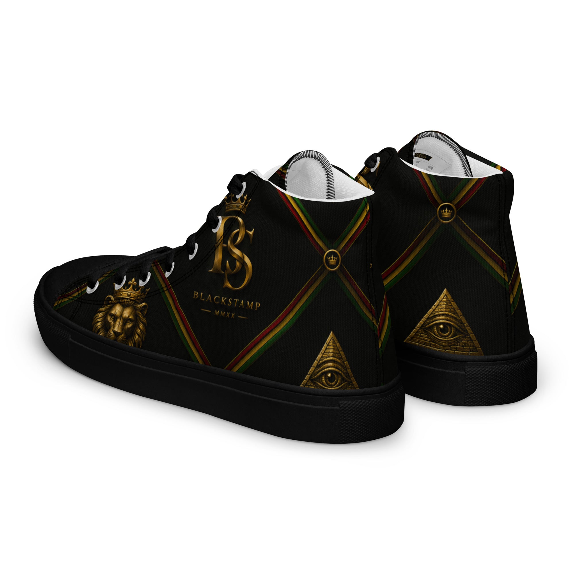 BlackStamp Rasta Lion Men’s high top canvas shoes designer shoes, product image 5