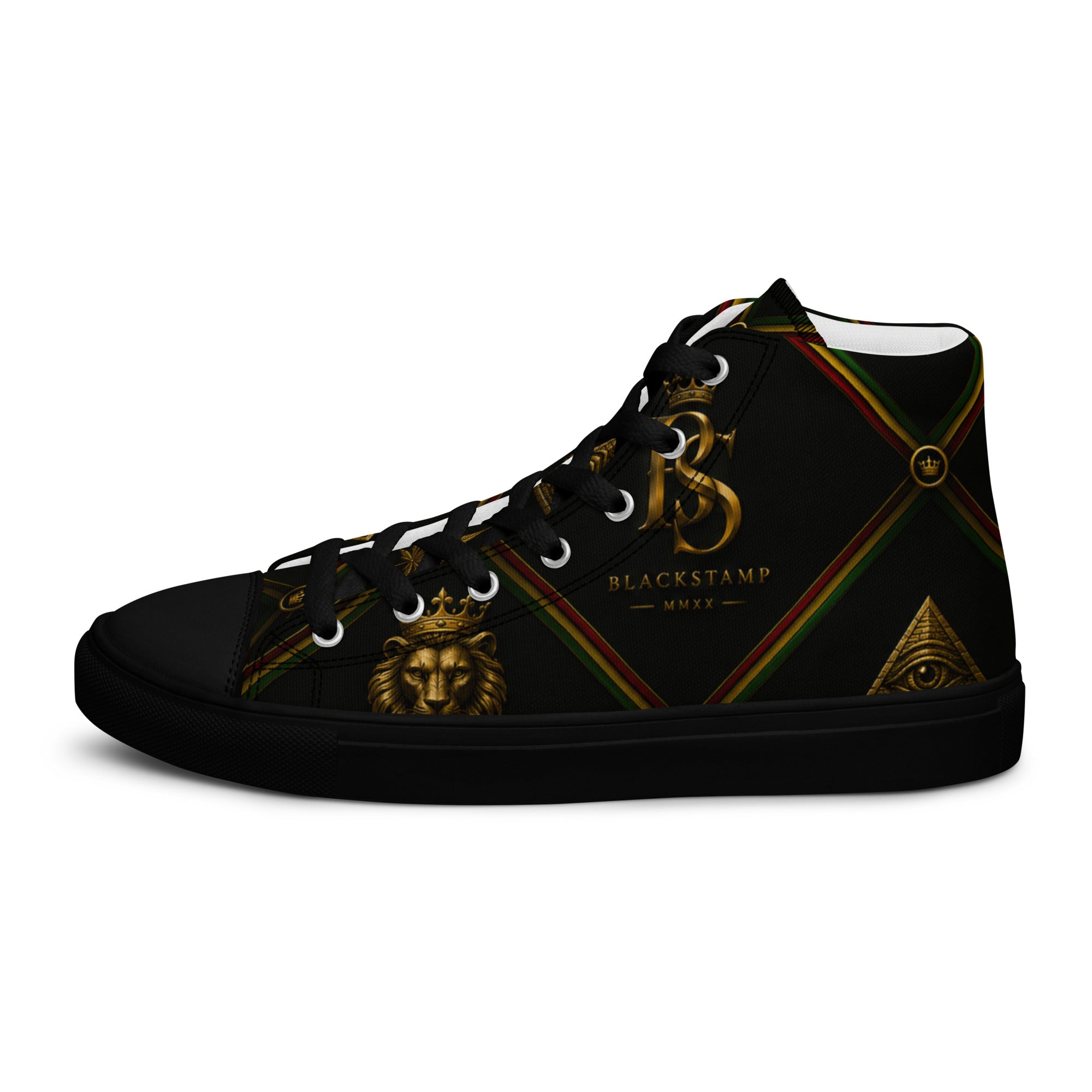 BlackStamp Rasta Lion Men’s high top canvas shoes designer shoes, product image 15