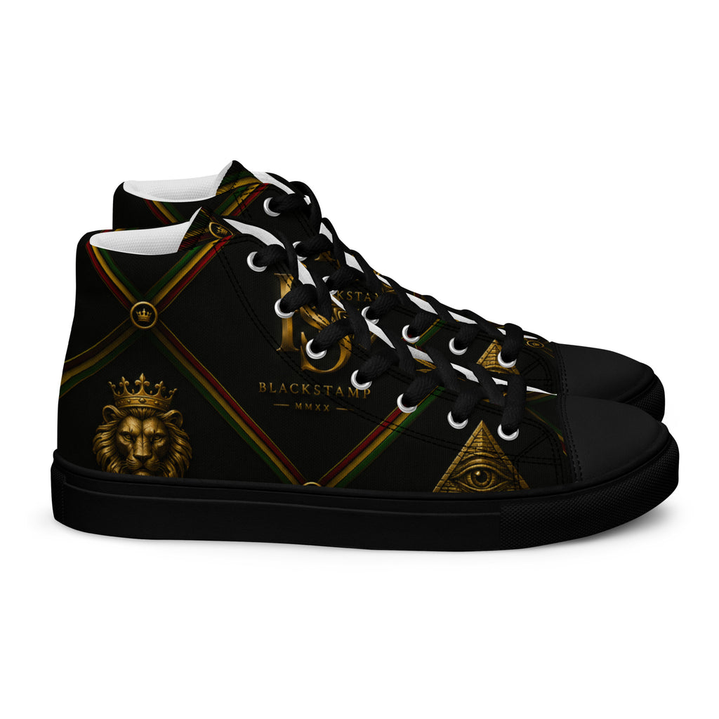 BlackStamp Rasta Lion Men’s high top canvas shoes designer shoes, product image 1
