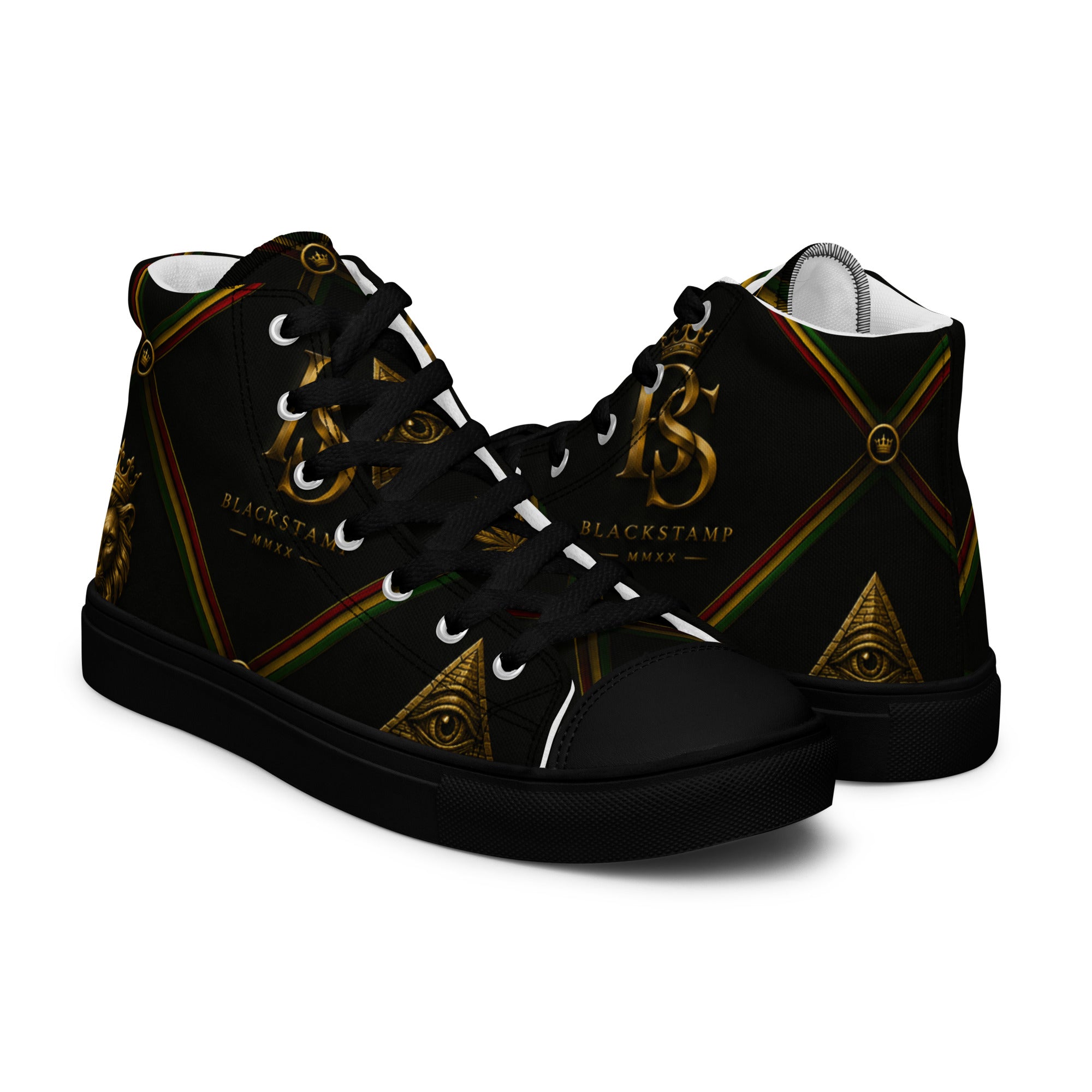BlackStamp Rasta Lion Men’s high top canvas shoes designer shoes, product image 14