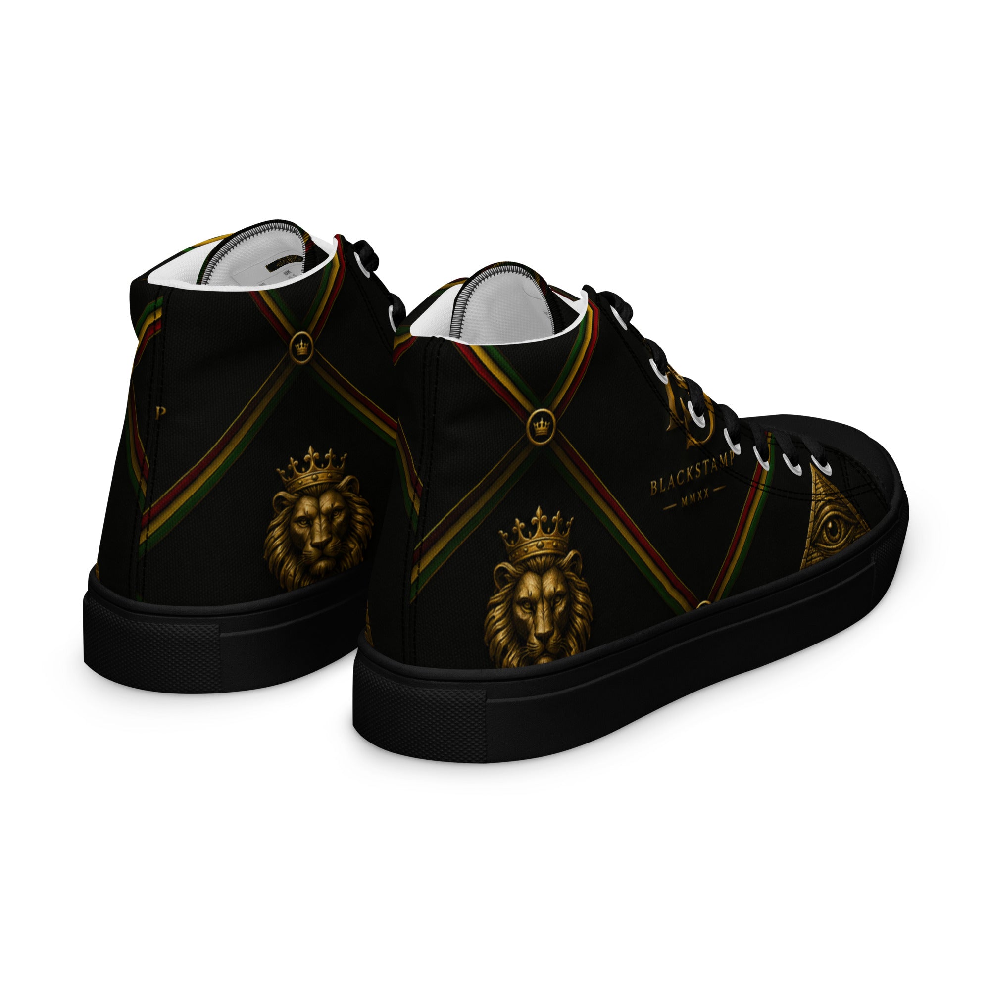 BlackStamp Rasta Lion Men’s high top canvas shoes designer shoes, product image 6