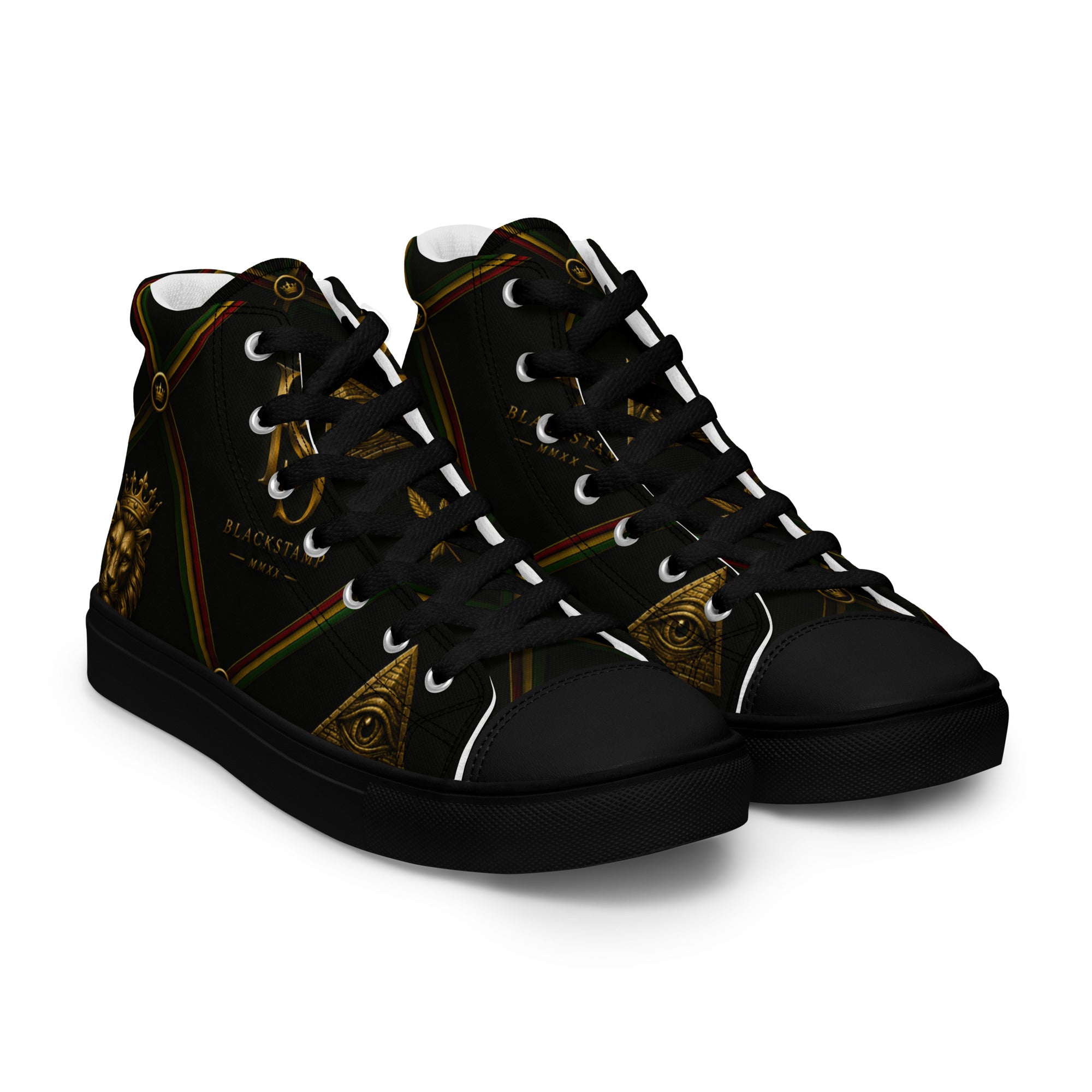BlackStamp Rasta Lion Men’s high top canvas shoes designer shoes, product image 7