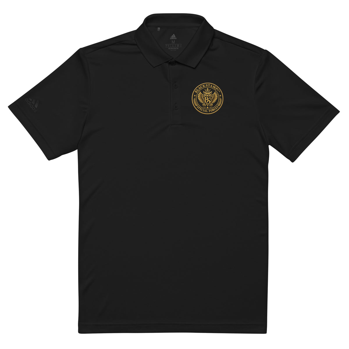 BlackStamp©™ adidas Premium Polo 001 in Schwarz – Vorderansicht