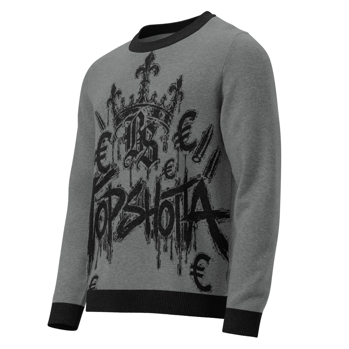BlackStamp©™ Knitted Crew Neck Sweater 001 – linke Vorderansicht