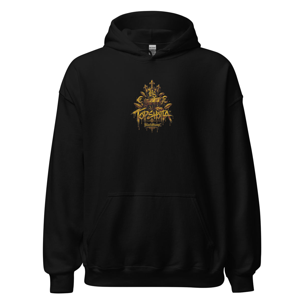 BlackStamp©™ Hoodie 017 in Schwarz – Vorderansicht