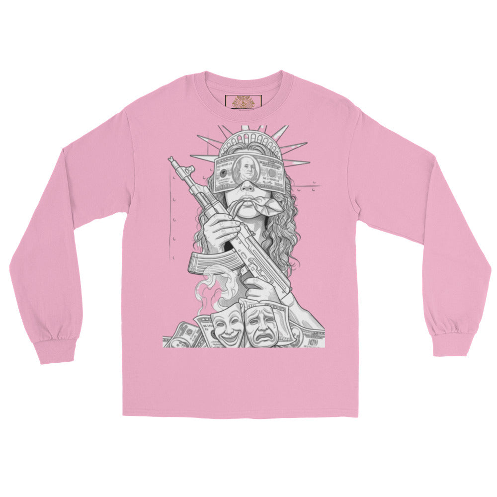 BlackStamp Statue of Justice with AK-47 Men’s Long Sleeve Shirt graphic t-shirt, product image 12