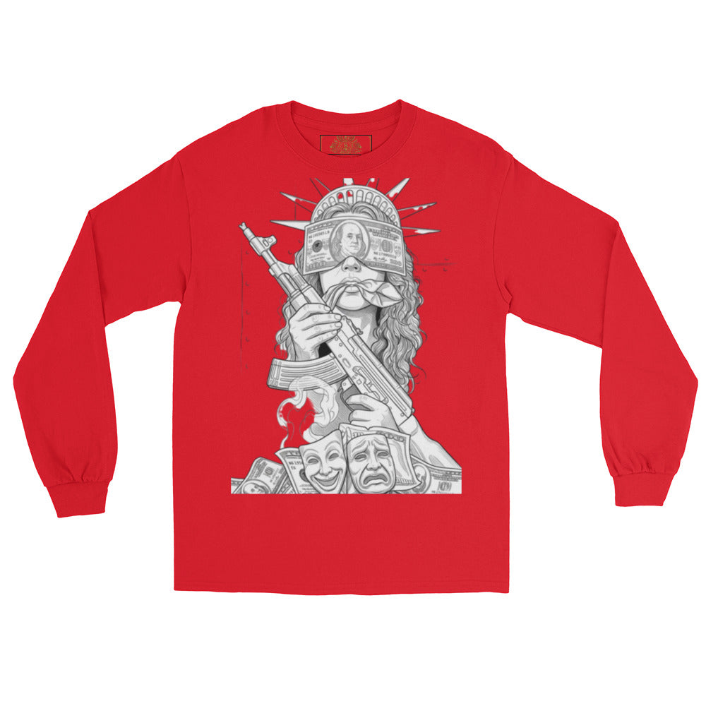 BlackStamp Statue of Justice with AK-47 Men’s Long Sleeve Shirt graphic t-shirt, product image 9