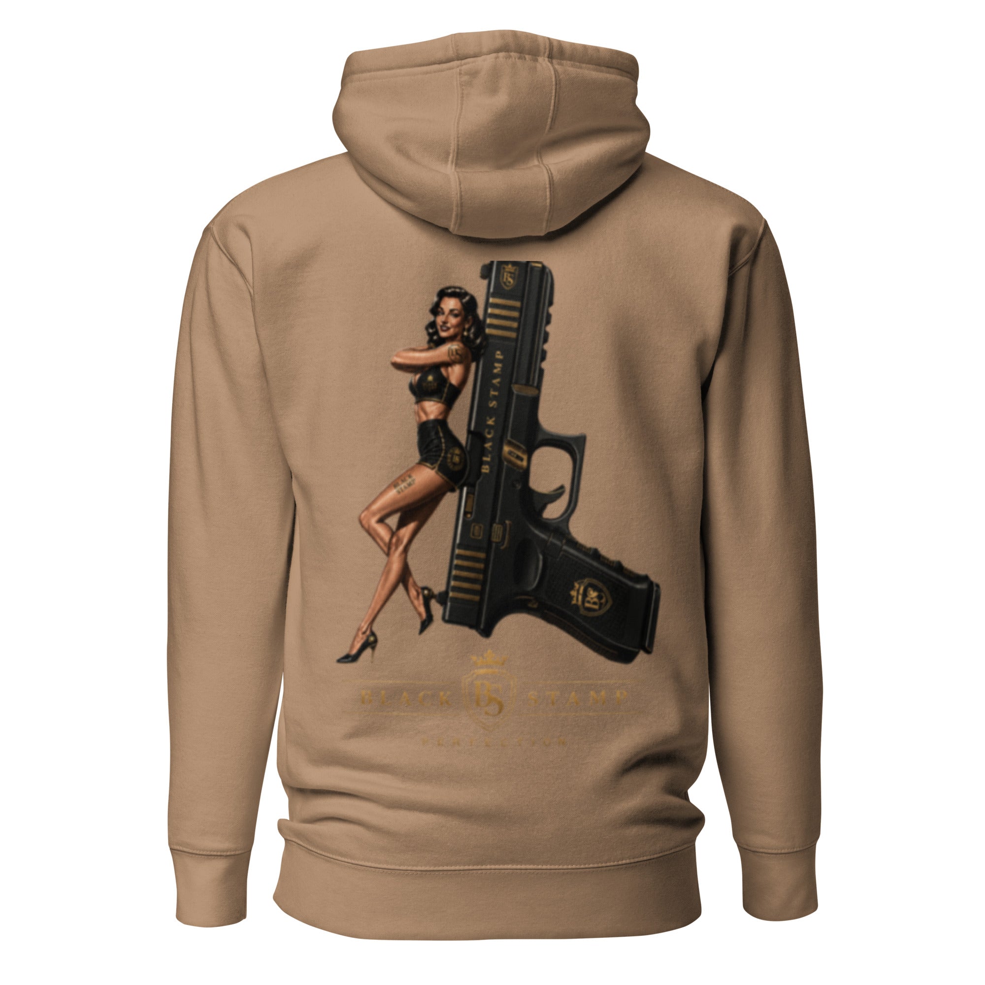 BlackStamp Pinup Girl With Glock Unisex Hoodie premium hoodie, product image 1